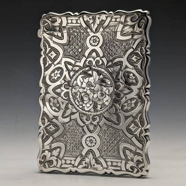 1872 British antique sterling silver card case 50g GEORGE UNITE